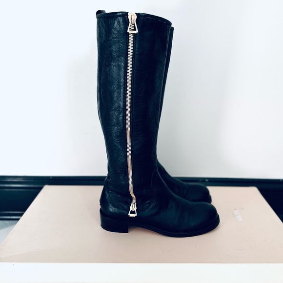 NIB AUTHENTIC JIMMY CHOO DOREEN BIKER LEATHER RIDING BOOTS....GET THE LV LOOK - Picture 2 of 11